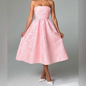 Babyboo SAOIRSE MIDI DRESS BLUSH Pink Floral Brocade Small
